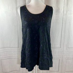 NWT MANOUSH Black Navy Floral Lace Tank Top Sz Small